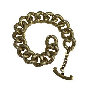 Women’s Bracelet Gold Metal Fashion Jewelry Chunky Chain Thick Links Textured 8”